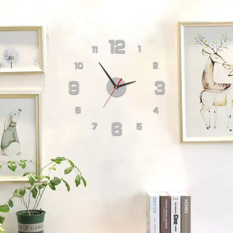 2025 3D Creative Frameless Wall Hanging Clock DIY Wall Stickers Home Mute Digital Clock Living Room Office Wall Decoration