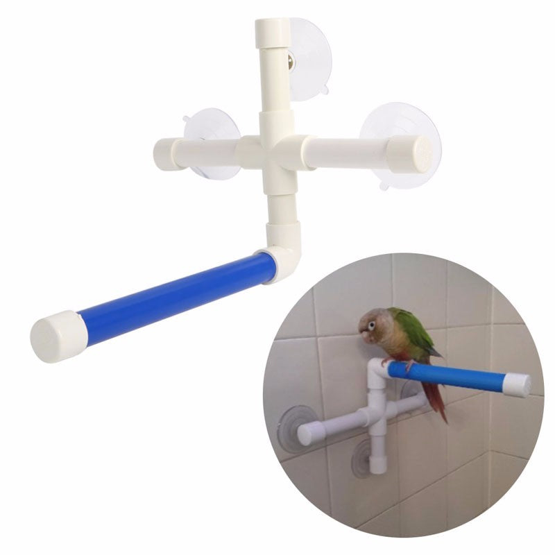 Plataforma Dobrável para Banho de Papagaio, Suporte de Chuveiro, Poleiro, Ventosa de Parede, Brinquedo para Pássaros de Estimação