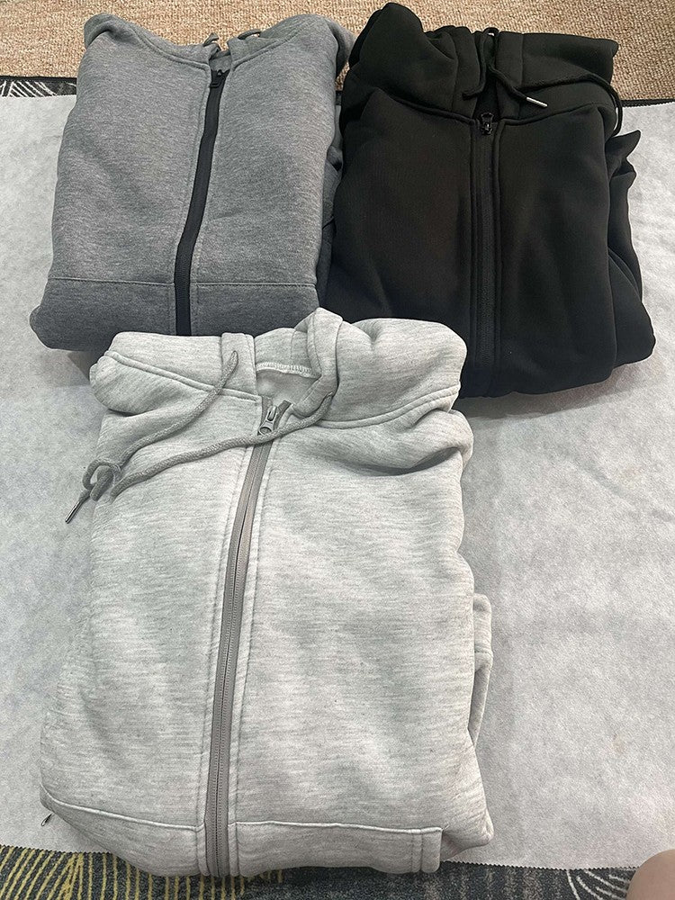 Women's Jackets With Hood Big Pocket Zipper Women Top Long Sleeve Women's Coat Loose Outerwear Winter Coats Black Jacket