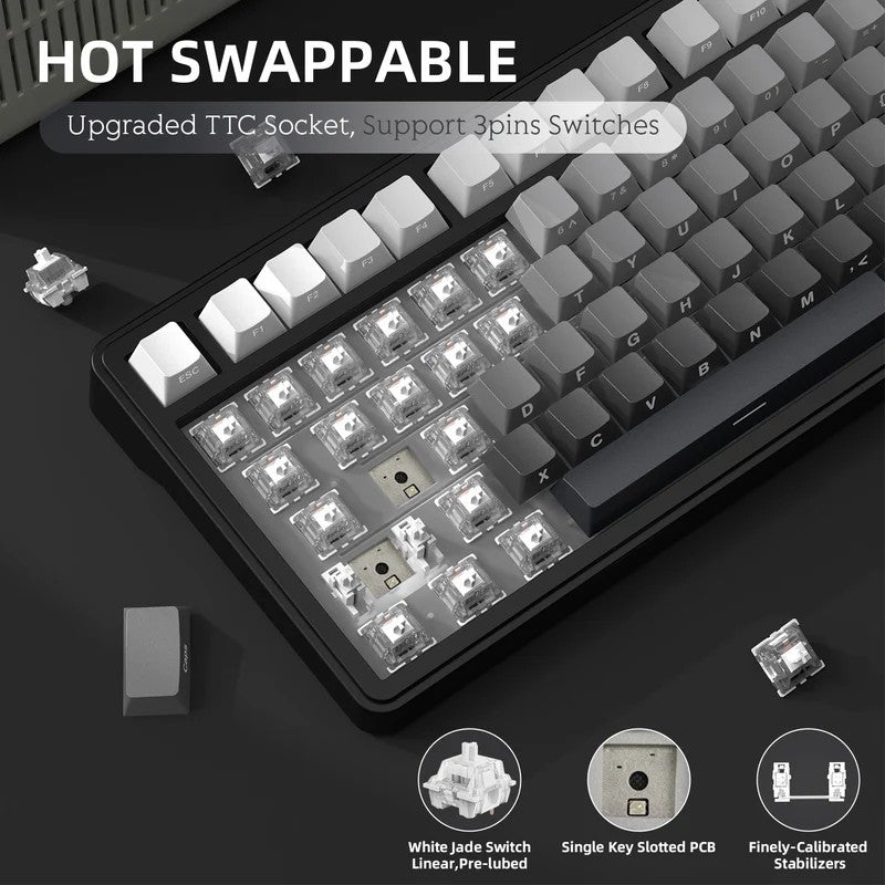 Teclado Mecânico Attack Shark X85 Bluetooth, RGB, Tri-modo 2.4G, Botões de metal, Hot-swap de todas as teclas, compatível com Win&Mac