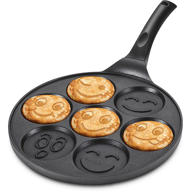 LMETJMA Chapa Antiaderente para Panquecas com Carinhas Sorridentes, 7 Formatos Únicos para um Café da Manhã Mágico JT196