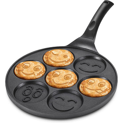 LMETJMA Chapa Antiaderente para Panquecas com Carinhas Sorridentes, 7 Formatos Únicos para um Café da Manhã Mágico JT196