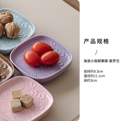 Sea Wave Little High Foot Fruit Dishes Handmade Pastry Plate Candy Bar Food Storage Tray Hospitality Dishes Cafes Ornaments Gift