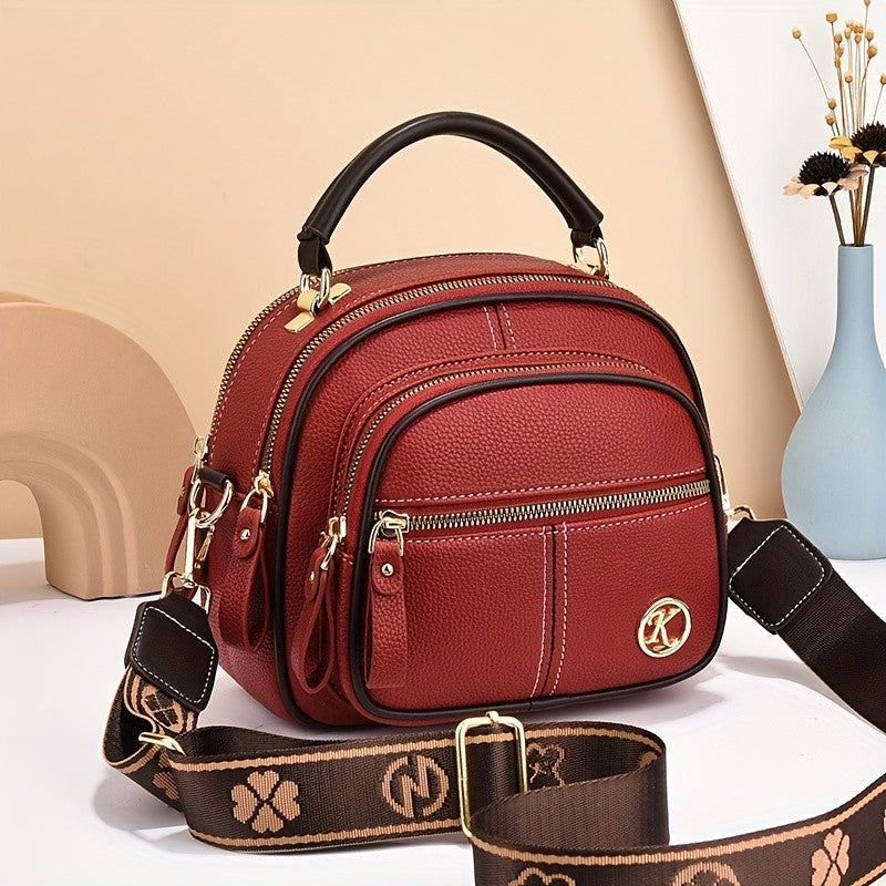 Luxury Multi-pocket Women's Shoulder Bag Hard Leather Handbag For Female Fashion