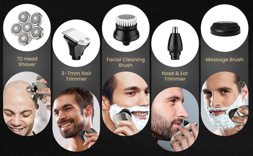 SEJOY Electric Shaver Hair Clipper 5IN1 Beard Trimmer Bald Head Shaver Wet & Dry Men's Electric Hair Trimmer