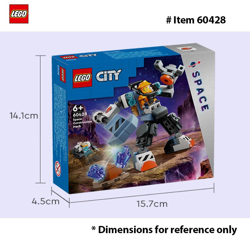 LEGO 60428 City Robô Espacial, Kit de Construção de Robô para Crianças a partir de 6 Anos, Conjunto com Boneco de Ação e Boneco de Piloto