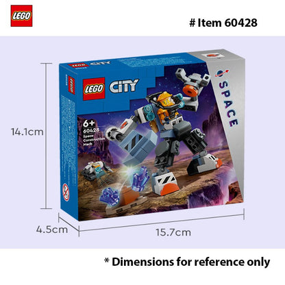 LEGO 60428 City Robô Espacial, Kit de Construção de Robô para Crianças a partir de 6 Anos, Conjunto com Boneco de Ação e Boneco de Piloto