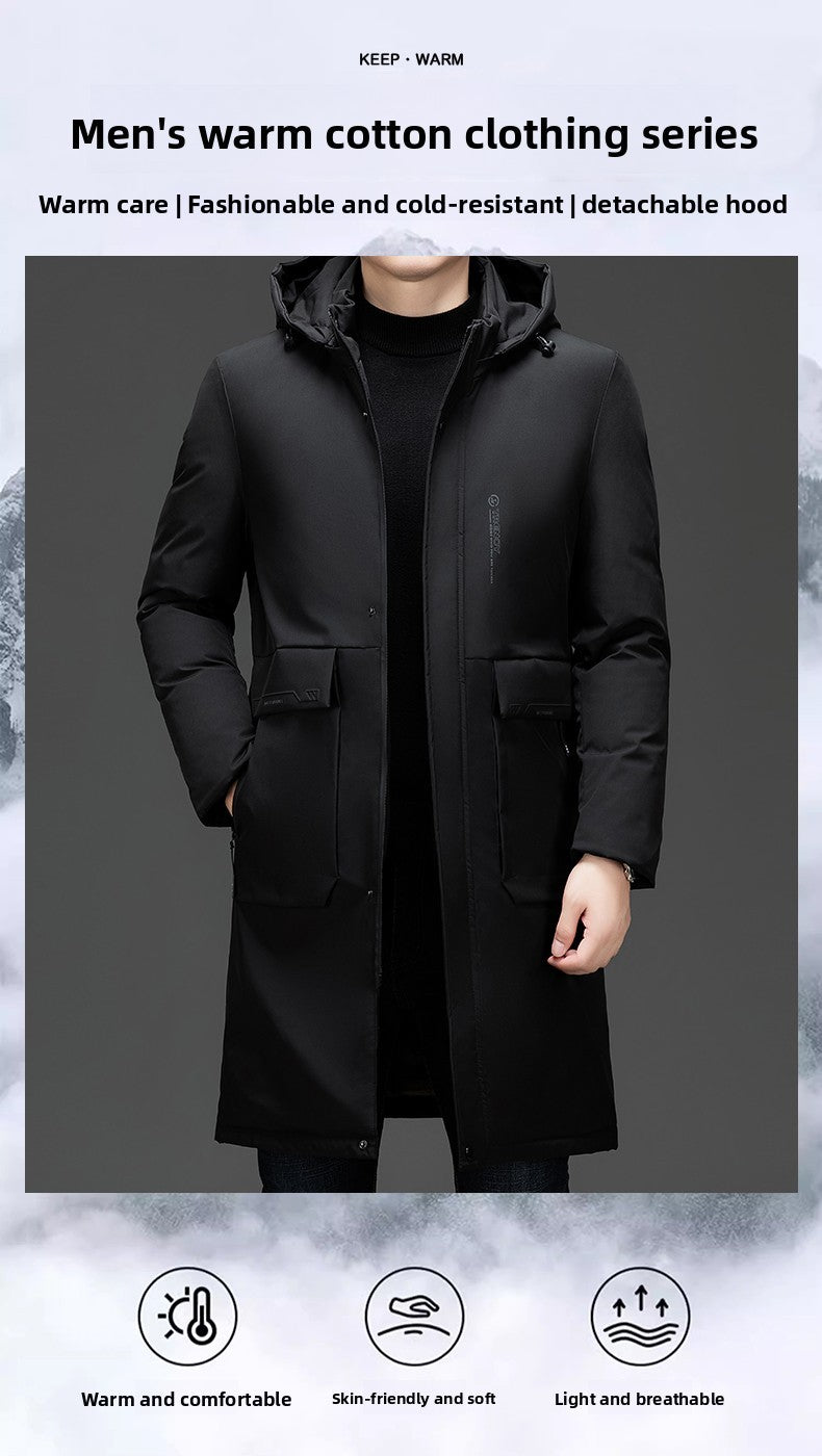 High End Long Thicken Winter New Brand Casual Fashion Hooded Parka Jacket Heavy Windbreaker Outdoor Windproof Coats Outerwear