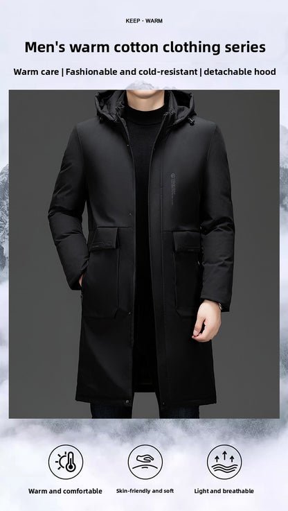 High End Long Thicken Winter New Brand Casual Fashion Hooded Parka Jacket Heavy Windbreaker Outdoor Windproof Coats Outerwear
