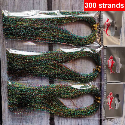 Pacote com 3 ou 10 unidades de 300 fios de tinsel torcido para iscas de pesca com mosca, linha de amarração, flash de cristal brilhante, material DIY