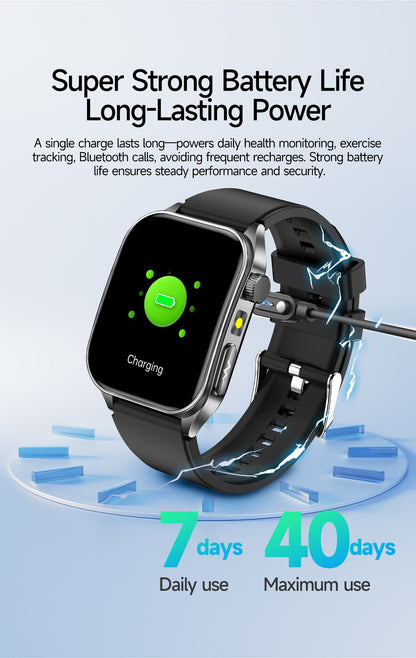 2025Novo 650nm Laser Condicionamento Safira Vidro Smart Watch Homens ECG Frequência Cardíaca Micro Exame Físico Saúde Smartwatch Temperatura