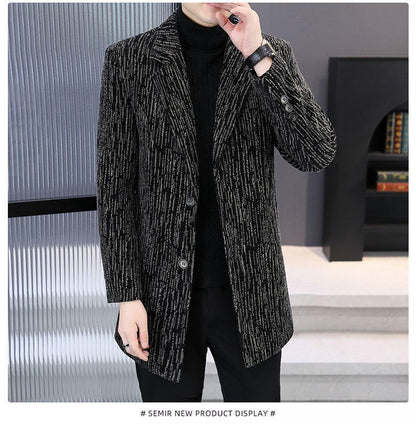Men's Mid-Length Wool Overcoat - Heavy Blend Winter Trench Coat for Modern Style Wool Overcoat