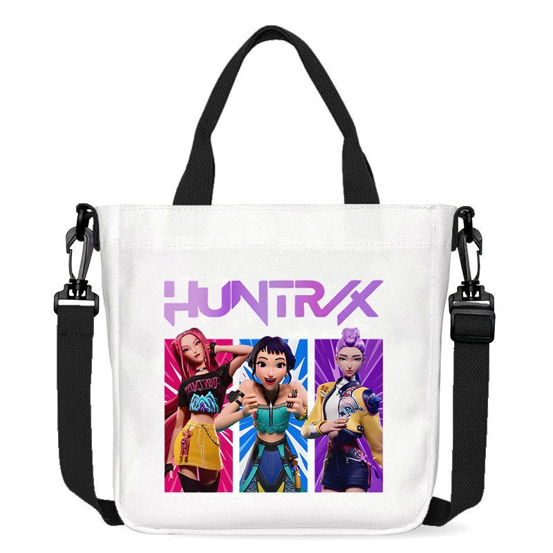 Kawaii KPop Demon Hunters Fashion Shoulder Bag Cartoon Handbag Large Capacity Crossbody Bag Portable Canvas Storage Bags Gift