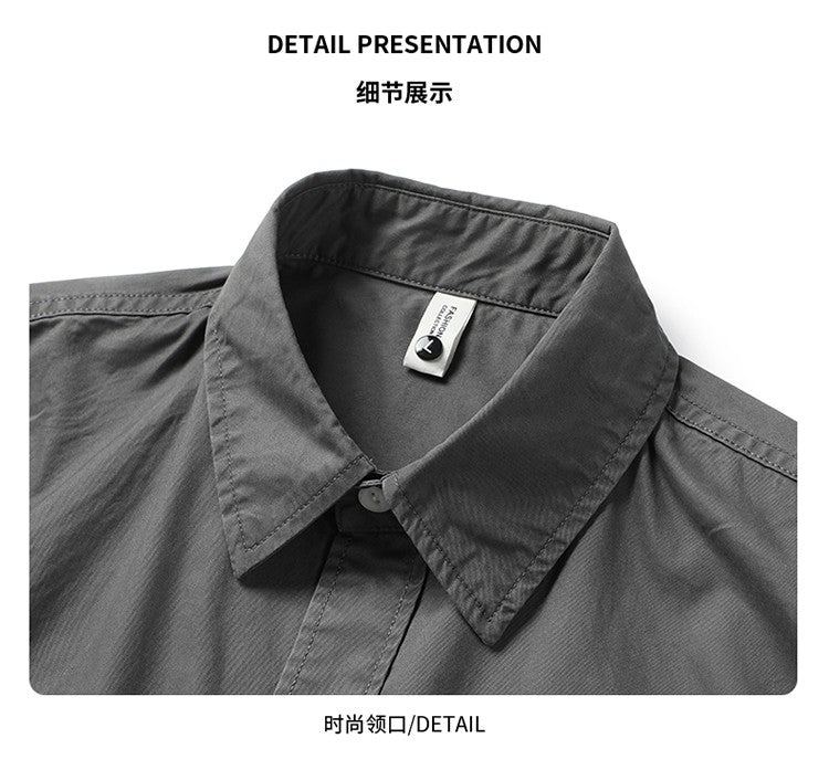 Oversize Cargo Shirts Men Japanese Streetwear Vintage Fashion Loose Casual Long Sleeve Cityboy Pure Cotton Button Shirts Blouses