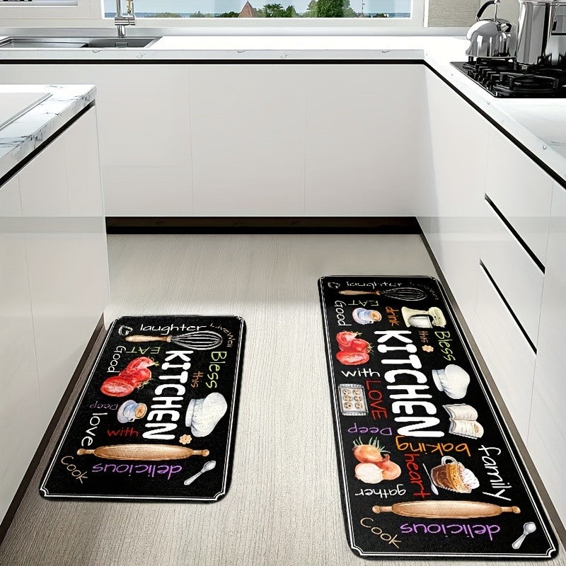 VIKAMA Kitchen, Laundry Room Floor Mats, Bathroom New Flannel Water-Resistant Soft Rug Dust-proof Toilet Treads Home Decorations