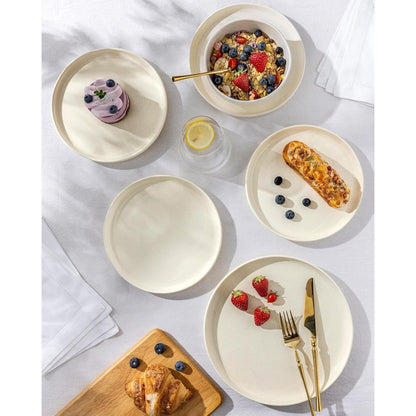 ceramic dinnerware sets for 4, 12 pieces porcelain lightweight plates and bowls sets, scratch resistant dish set, oven & microw