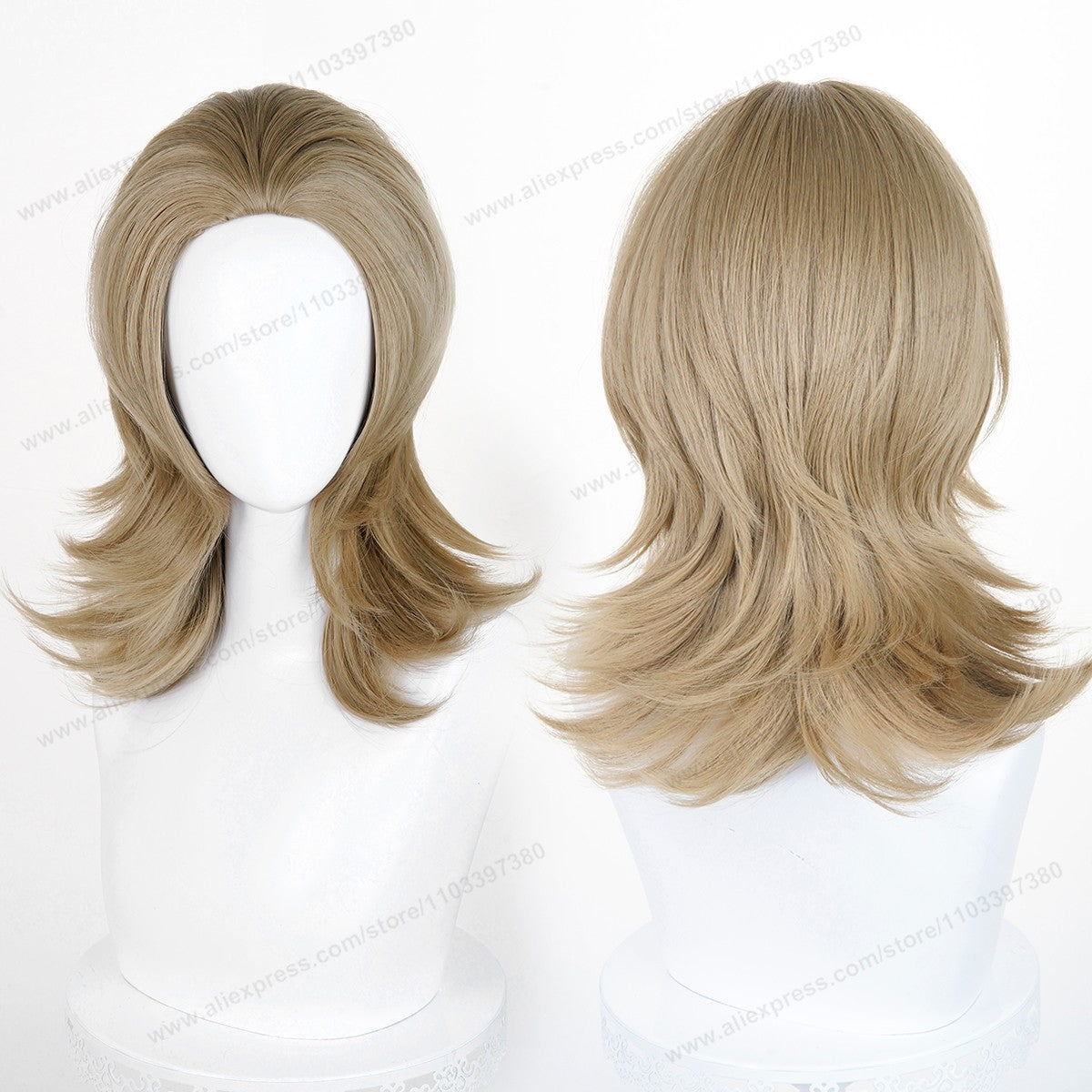 Anime 45cm Universal Cosplay Wig with Enlarged Scalp Free Parting Black White Yellow Man Women Heat Resistant Synthetic Hair