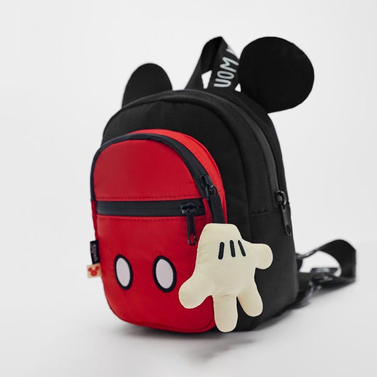 Mickey Backpack Three Layer Disney Schoolbag Lightweight Cute Children's Backpack With A Pendant