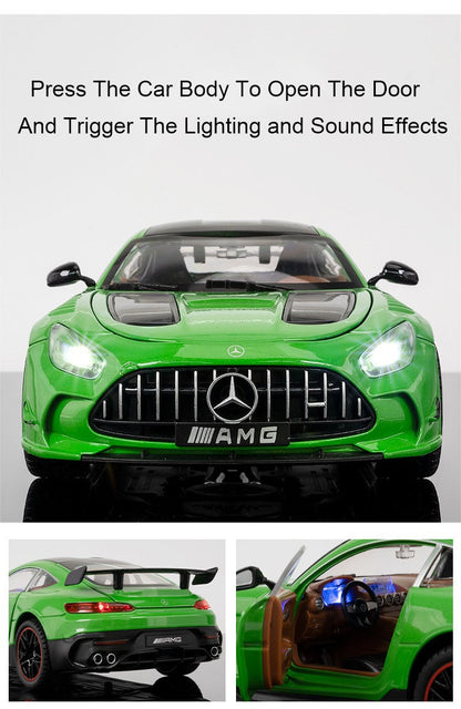 1:18 UM GT Miniatura Sports Car Modelo Brinquedos Liga Diecast Supercarros Som Luz Portas Abertas Absorção de Choque para Presentes Infantis