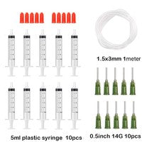 Seringa Luer de 1/3/5/10ML com Agulha de Ponta Romba de 14-25Ga 1,5" e Conjunto de Tampa de Agulhas de Distribuição de Aço Inoxidável para Mistura de Líquidos