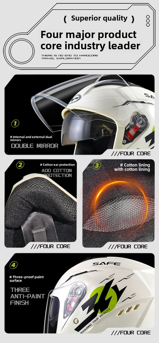 Capacete de 58-62cm para Moto de Inverno Térmico, Carro Elétrico, Feminino e Masculino, Com Lente Dupla e Uso nas Quatro Estações