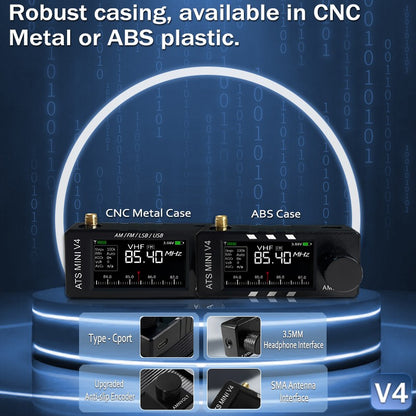 Receptor V4 AMNVOLT ATS Mini SI4732 de Todas as Bandas Suporta AM/FM/SSB/LSB/USB Amplificador de Fone de Ouvido Hi-Z Integrado para Rádio Amador