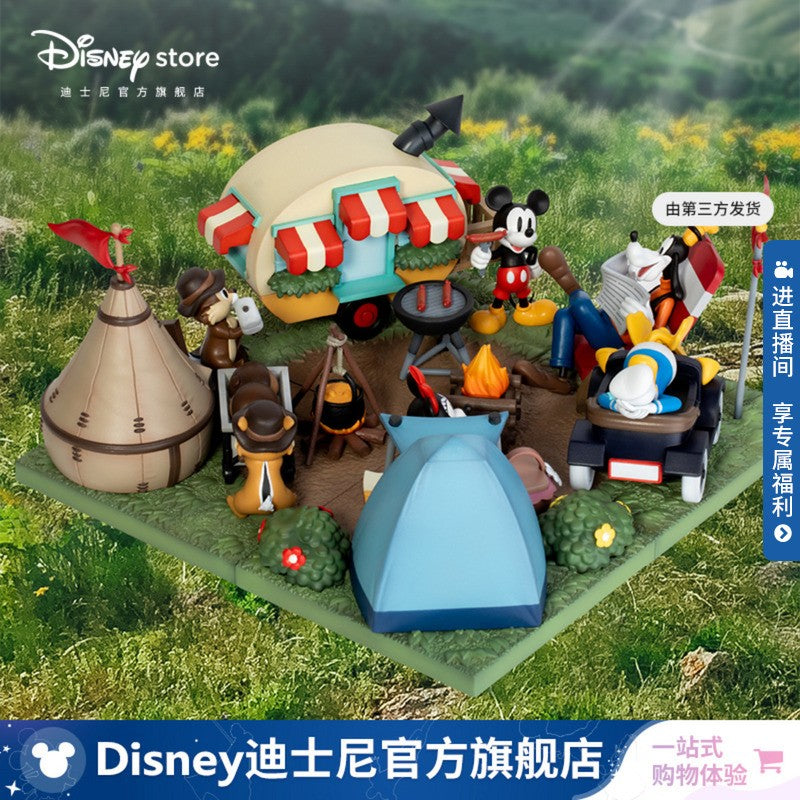 Disney Mickey Minnie Camping Series Figurine - Cartoon Mouse Donald Duck Goofy Chip 'n' Dale Pluto Toy Model for Collectors