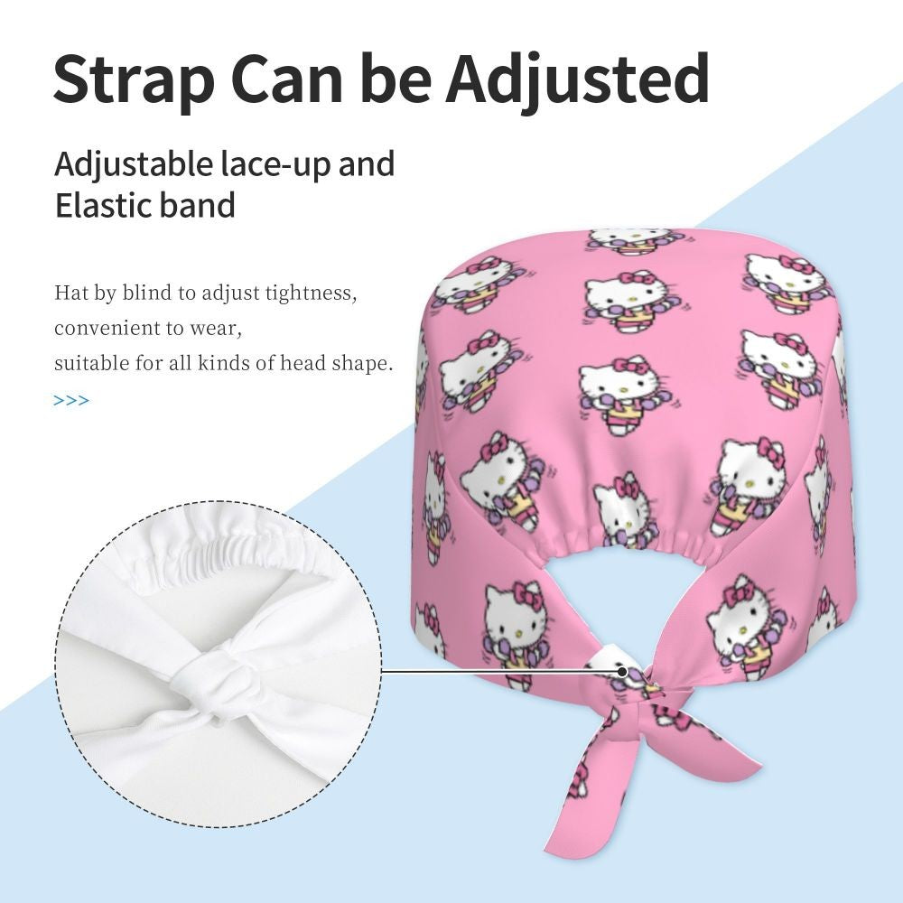 Custom Hello Kitty Medical Staff Scrubs Hat Women Men Cartoon Chara For Chef Hat Scrub Caps