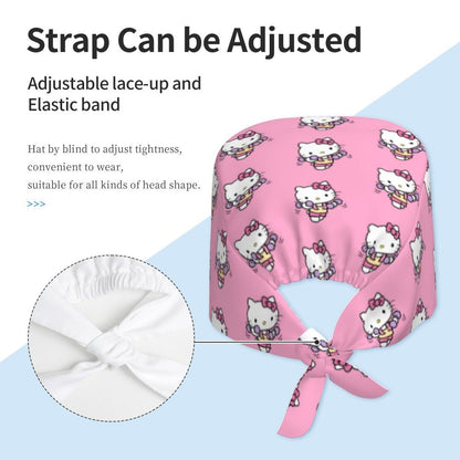 Custom Hello Kitty Medical Staff Scrubs Hat Women Men Cartoon Chara For Chef Hat Scrub Caps