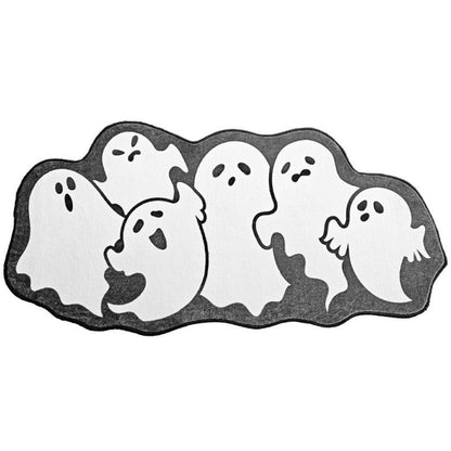 Trendy Crystal Velvet Halloween Door Mat Ghost Pumpkin Absorbent Floor Mat Wear-resistant Non-slip Ghost Rug for Halloween