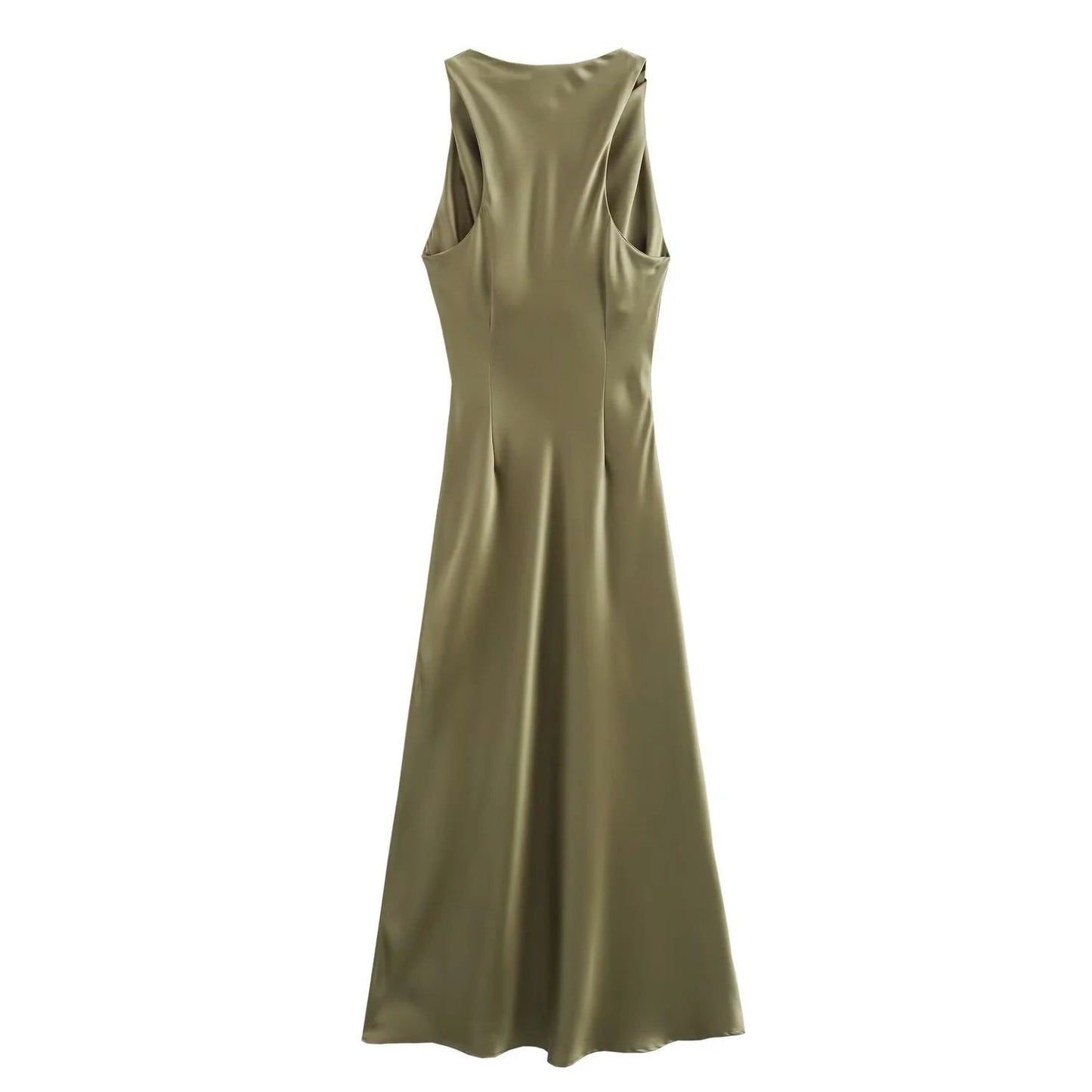 TRAF Satin Long Dresses for Women 2024 Summer Slip Midi Dress Woman Sexy Evening