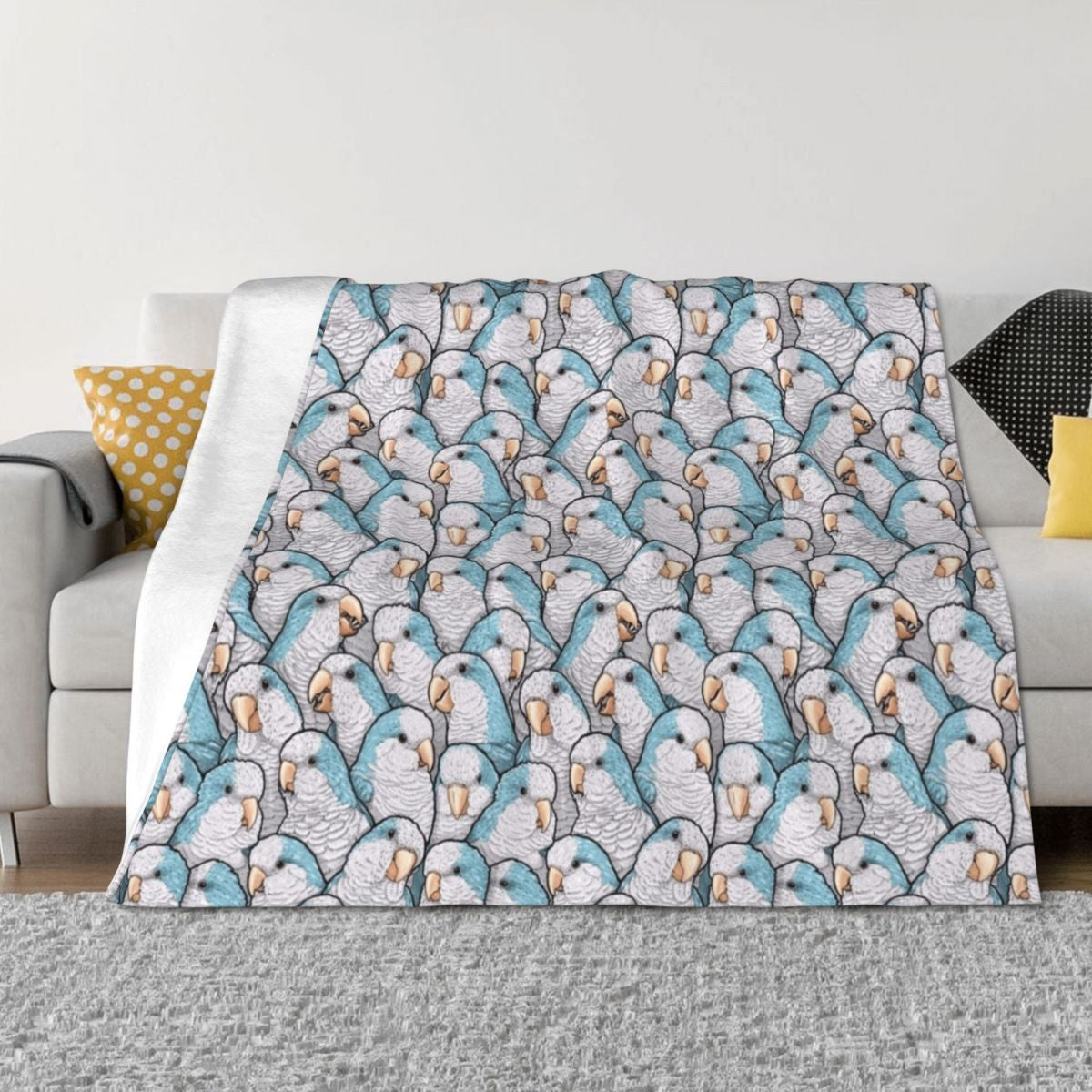 Blue Quaker Monk Parakeets Throw Blanket Flannels Comforter Kid'S sofa bed Blankets