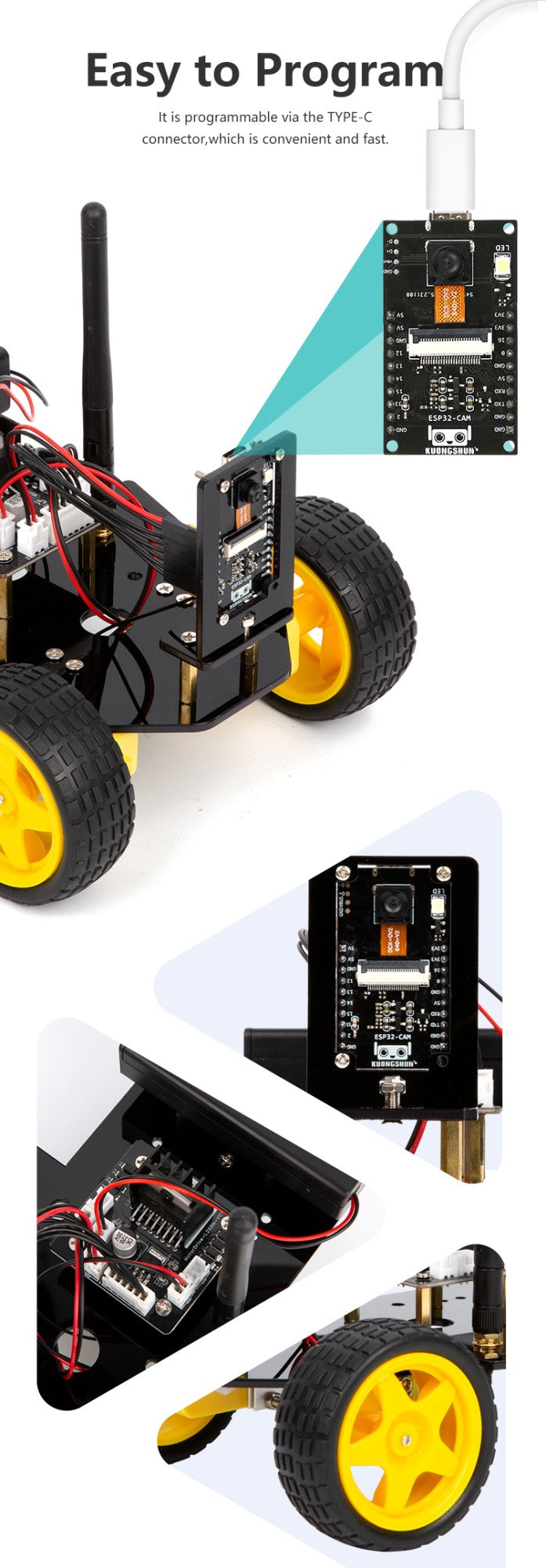 ESP32 Smart Robot Car Kit Carro de Controle Remoto para Projeto de Programação Arduino Kit de Codificação Científica de Educação STEM