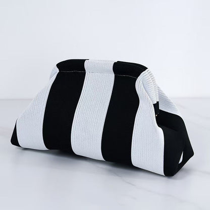 Summer Beach Clutch Bag for Women Woven Crochet Handbags Purses Knitting Dumpling Clutch Ruched Cute Cloud Casual Colorblock Bag