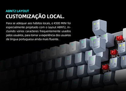 Machenike K500-B61 Mini Teclado Mecânico 60% Layout ABNT2 Retroiluminação RGB Hot-swappable NKRO Teclado Gamer Com Fio Para PC