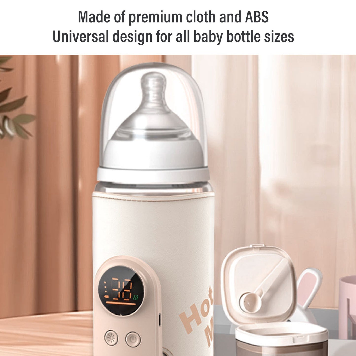 Milk Bottle Warmer Insulated Consistent Temperature USB Rechargeable Fabric ABS Baby Bottle Warmer Quiet Heating for Outdoor