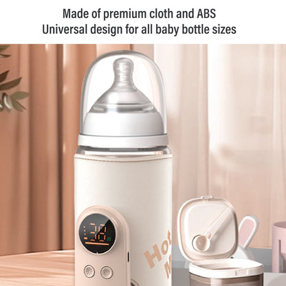 Milk Bottle Warmer Insulated Consistent Temperature USB Rechargeable Fabric ABS Baby Bottle Warmer Quiet Heating for Outdoor