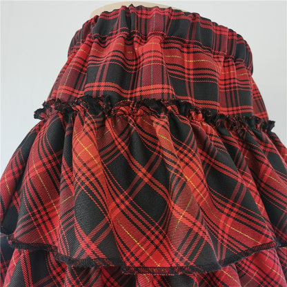 High Waist Slim Lolita Cosplay Y2k Skirt Japanese College Style Youth Girl Plaid Skirt Female Goth Skirt Pink Skirt