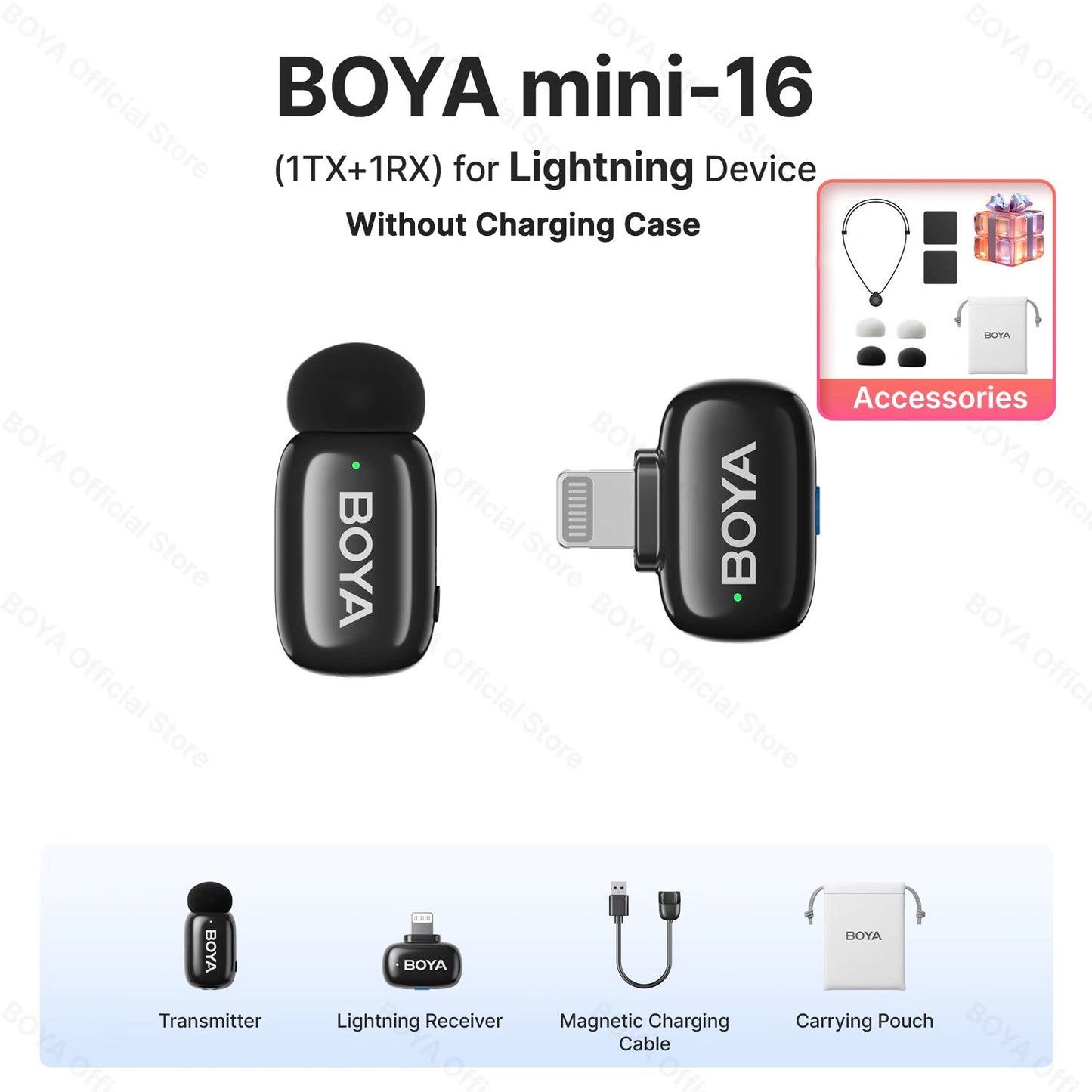 BOYA BOYA Mini Microfone de Lapela Sem Fio para iPhone 15/16 Android Celular Dispositivos USB-C para Gravação de Vídeo Transmissão ao Vivo Vlog