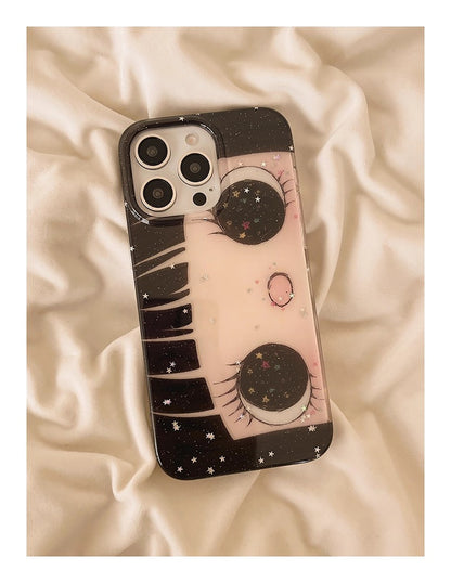 Cartoon Anime Shinning Eyes Cute Phone Case for IPhone 17 16 15 14 13 Pro Max Girl Glittering Big Eyes Back Phone Cover Capa