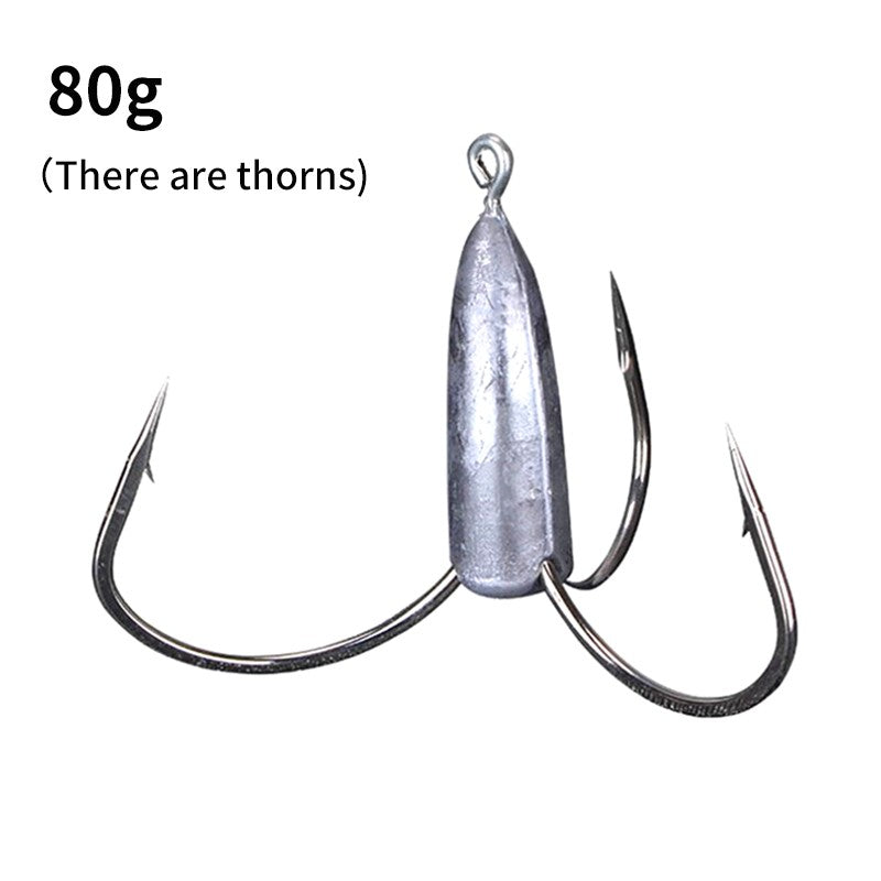 Anzóis de Pesca Triplos Prateados de Aço Carbono com Farpa 20g/30g/40g/50g/60g/80g Agulha de Pesca Acessórios de Pesca