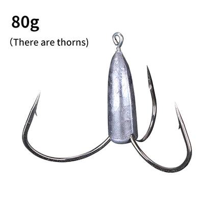 Anzóis de Pesca Triplos Prateados de Aço Carbono com Farpa 20g/30g/40g/50g/60g/80g Agulha de Pesca Acessórios de Pesca