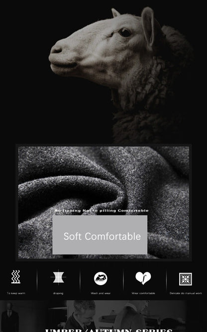 BROWON Brand Business Casual Trench Coat Men Chinese Style Solid Color Winter Coat Men 2025 Autumn and Winter Wool Coat for Men