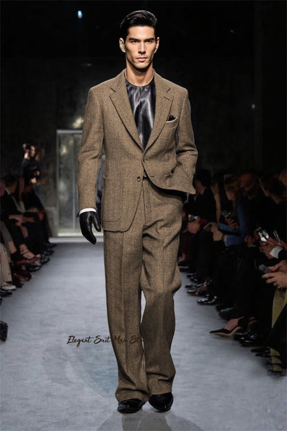 2025 Latest men's Fall Winter suit 2 piece set(Jacket+Pants) Black grey men thick business suit set Wool blend fashion Man suit