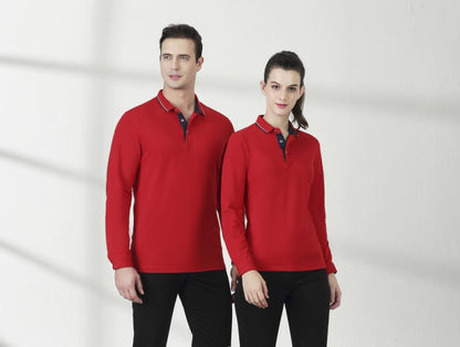 Cotton long sleeved T-shirt shirt polo shirt can print embroidered logo Spring and Autumn men's and women's work clothes