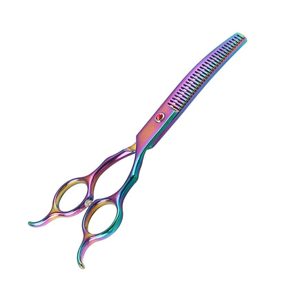 Tesoura Curva Dupla para Tosar Pelo de Cão Tesoura Profissional para Tosa de Cães Tesoura Curva para Desbaste de Pelo de Animais de Estimação