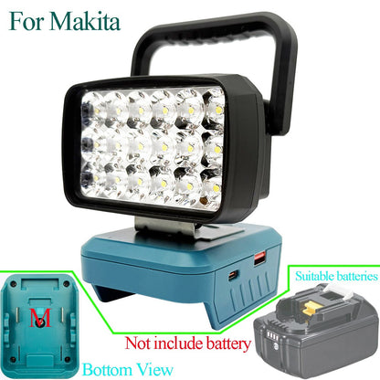 Para Makita Para Milwaukee Para Dewalt Para M18 Para Bosch Bateria de Lítio Estojo Banco de Potência USB Lanternas Holofote Luzes de Trabalho Lâmpada
