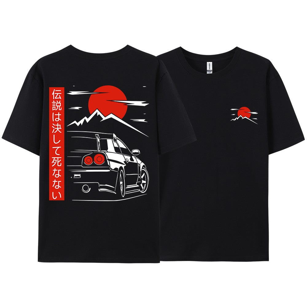 Japanese Style Car JDM Culture GTR Racing T Shirts Men Women Street Wear Original Design Oversized 100% Cotton Couple Tops Tees