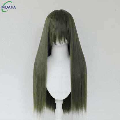 Peruca de Cosplay Longa e Lisa de Altíssima Qualidade, 400g, 48 Cores, 60cm, com Franja, Resistente ao Calor, Perucas Anime + Touca de Peruca