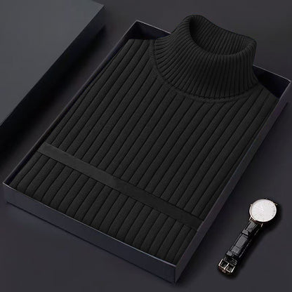 Autum Men's Slim Fit Pullover Sweaters Long Sleeve Turtleneck Sweater Casual Stripe Knitted Winter Warm Outdoor Streetwear